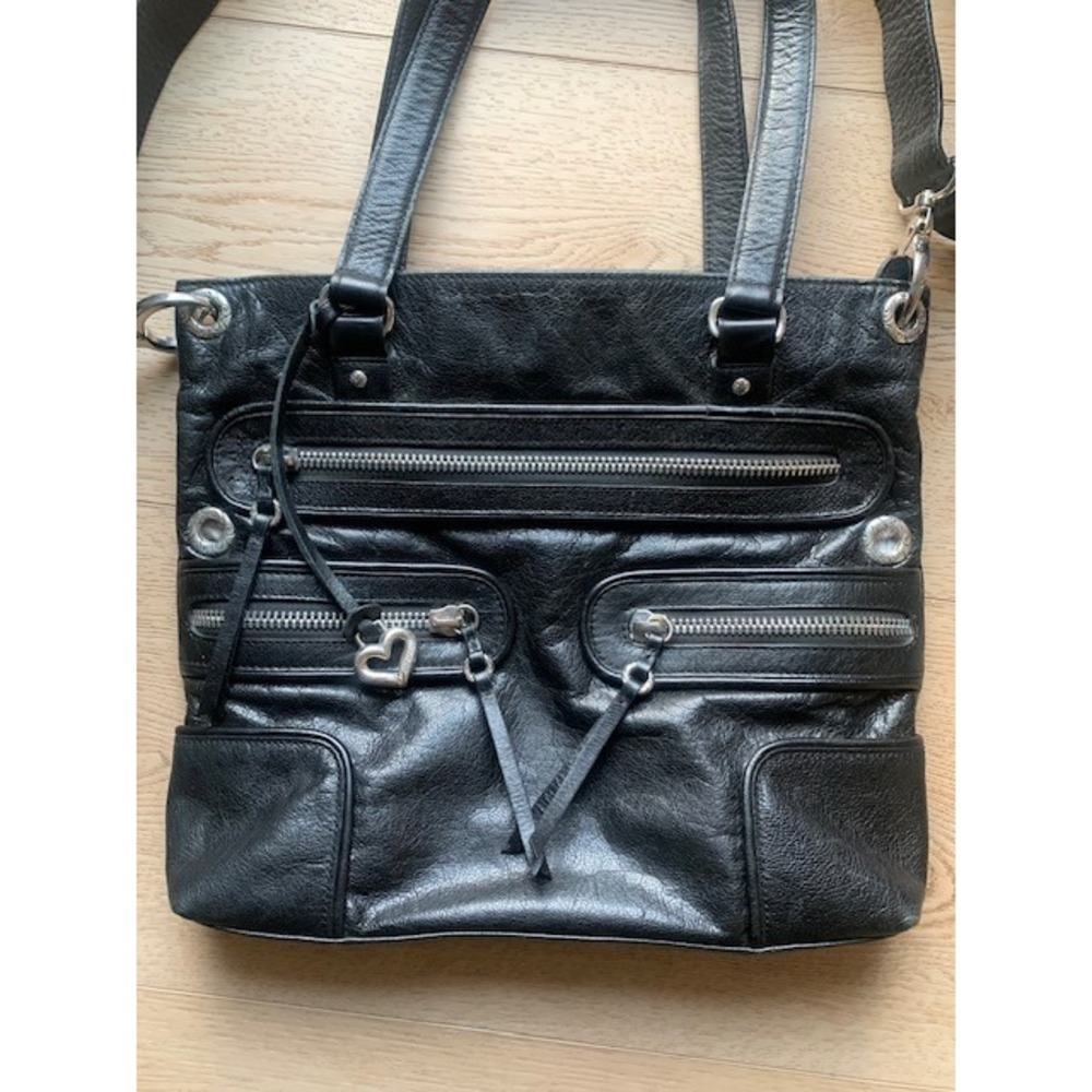 Brighton Morrison Black Pebble Leather Messenger Crossbody Purse E290553